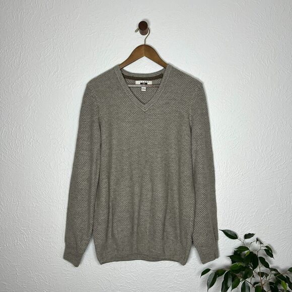 Joseph Abboud Other - Joseph Abboud Gray Waffle Knit Long Sleeve Wool Nylon Sweater Size Medium